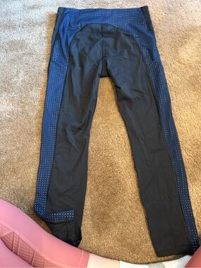 Athleta Black Joggers with Navy Dot Side Panels